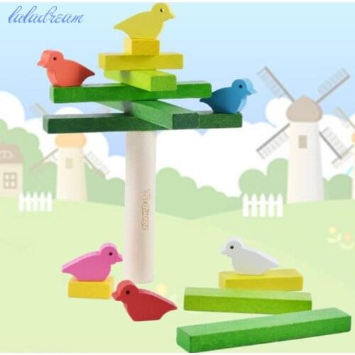 Wooden Balance Toys For Children Cute Bird Balancing Blocks Montessori Materials Sensorial Educational Wooden Toys