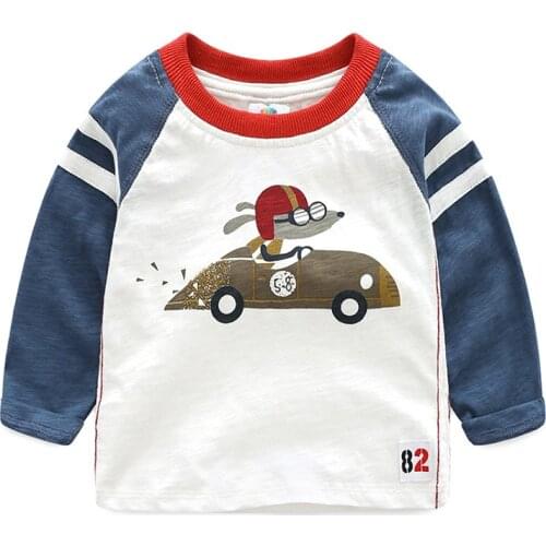 2 3 4 5 6 7 Y Baby Boys Long Sleeve T Shirt 2021 New Kids Casual Cotton T Shirts Spring New Boys Cartoon Car Print Pullover Tops
