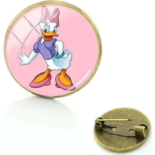 Disney Classic Donald Duck Brooch Badge Glass Cabochon Donald Duck Art Picture Glass Dome Brooch Pin