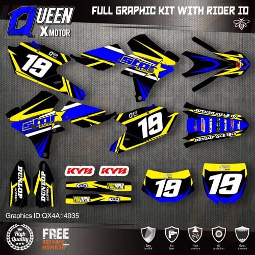 QUEEN X MOTOR Custom Team Graphics Backgrounds Decals 3M Stickers Kit For YAMAHA 14-18YZ250F 15-18YZ250FX WRF250 14-17YZ450F 035