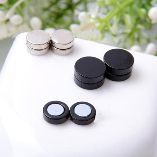 High Grade Stainless Steel Punk Rock Magnet Round Ear clip Earrings For Women Men No Ear hole Jewelry Dropshipping