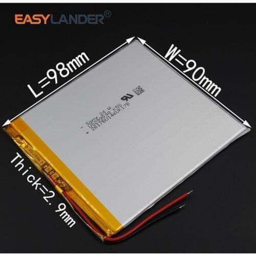 3.7V 3500mAh Rechargeable li Polymer Li-ion Battery For 7 inch 9 inch tablet PC Bluetooth Notebook Power bank 299098 3090100