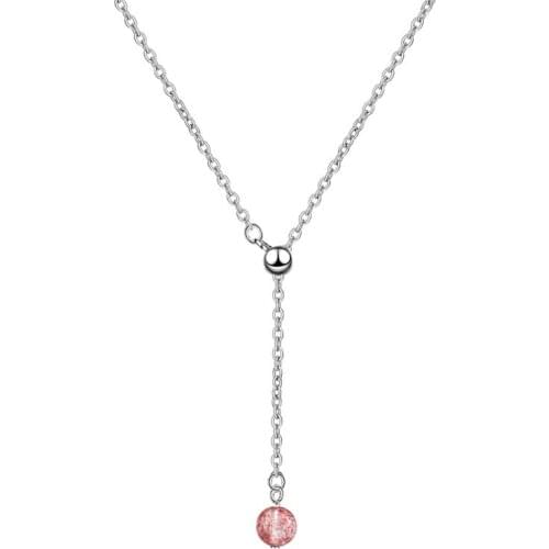 LUKENI Charm Crystal Pink Girl Pendants Necklace Jewelry Fashion Silver 925 Female Choker Necklace Lady Birthday Accessories Hot