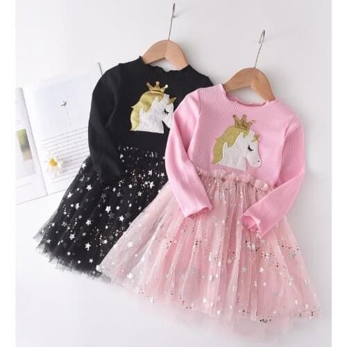 Menoea Fashion Winter Girl Dress Unicorn Party Cartoon Dresses For Girls Clothing Kids Princess Dress For Kids Cartoon Dress
