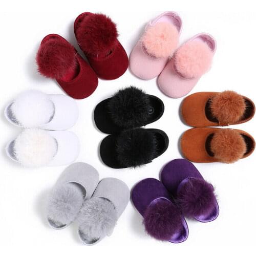 Spring Autumn Cute Newborn Infant Baby Girls Boys Bow Cotton Shoes Warm Anti-skid Slip-on Solid Sandals 0-18M