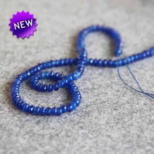 Min Order1) 2*4mm Faceted Natural Blue Chalcedony Beads Abacus Shape Stone DIY Beads 15inch Jewelry Making Design Wholesale