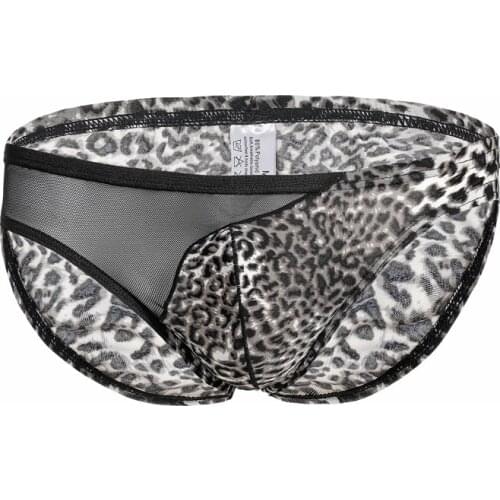 Mens Leopard Mix Color Large Size Sexy briefs low waist Print Bikini Underwear