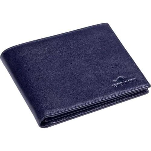 Cangurione Genuine Leather Horizontal Trifold Mens Wallet Navy Blue