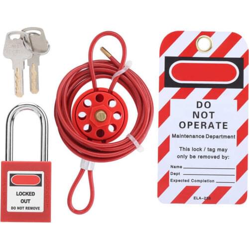 Cable Lock Kit Adjustable Insulation Universal for Valve Red Energy Isolation Security