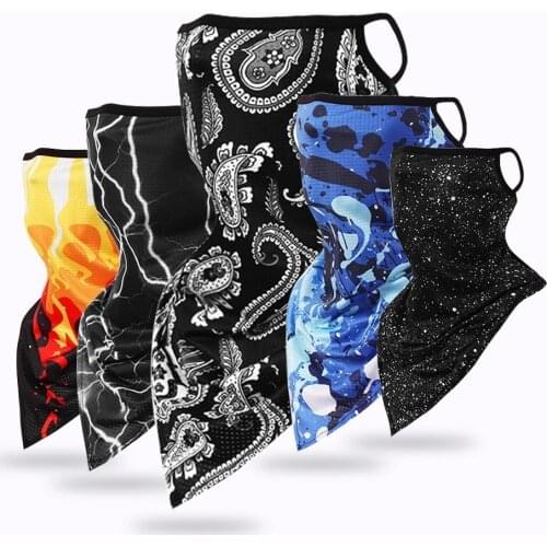 2021 New Triangle Bandana Half Face Scarves Hanging Ear Mask Scarf Ice Silk Neck Gaiter UV Sun Cover Smooth Breathable Headband