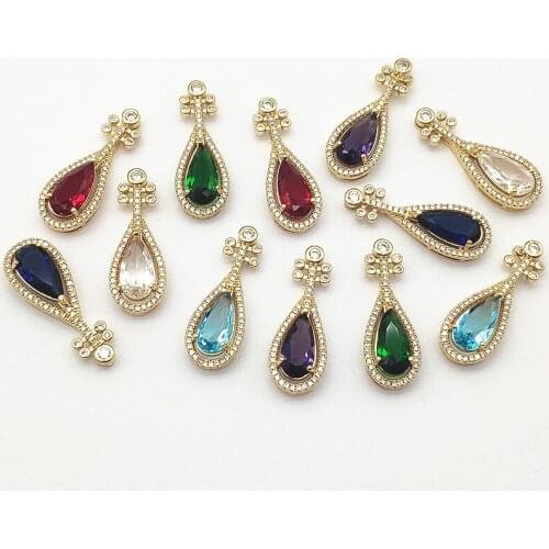 New Arrival!33x12mm 30pcs Cubic Zirconia Crystal Drop Charm For Handmade Necklace Earring Parts DIY Accessories,Jewelry Findings