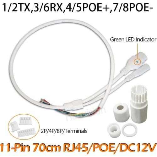 Custom Waterproof POE LAN cable and DC cable for CCTV IP camera board module with weatherproof connector RJ45