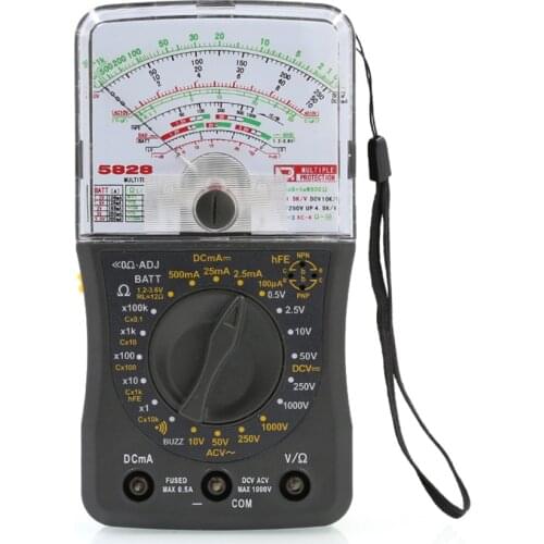 Portable Analog Multimeter with Lanyard, for AC/DC Voltage & Current, Resistance, Continuity Transistor, Capacitance & Batteries
