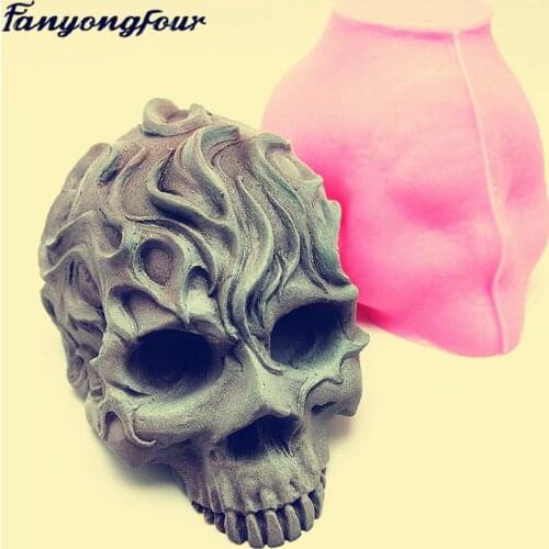 3D flame skull fondant cake mold silicone mold resin gypsum chocolate candle candy mold free shipping