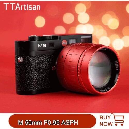 TTArtisan 50mm F0.95 ASPH Cameras Lens Manual Focus for Large Aperture Portrait Lens Leica/M-mount Full-frame Red Lens 2021