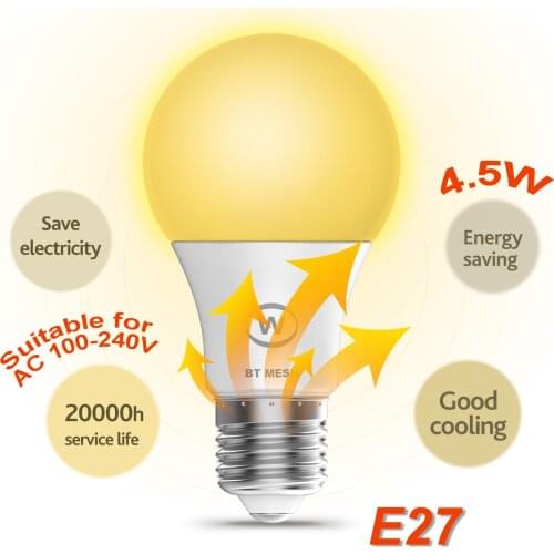 Bluetooth Mesh Smart Bulb E27 4.5W LED Lamp Dimmable Light Warm White 100~240V Alexa Google Home Time Mode Group Remote Control