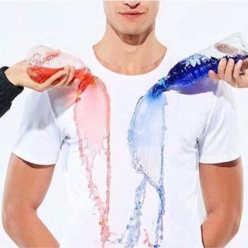 Waterproof Men T-shirt Hydrophobic Stainproof Quick Dry Breathable Short Sleeve Top JL