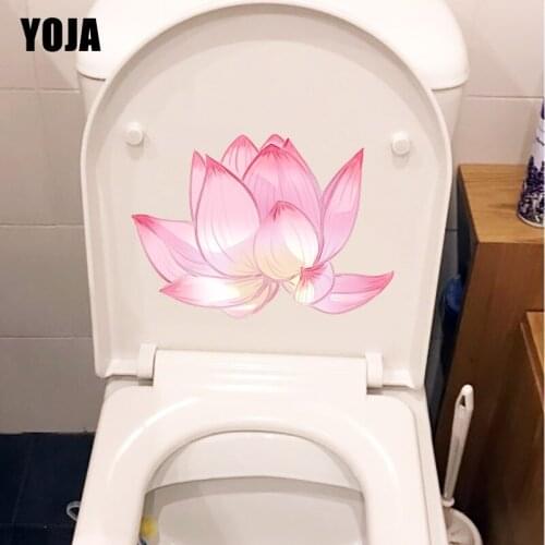 YOJA 21.6*15.3CM Hand Drawn Summer Lotus Classic Home Wall Decor Decal Toilet Seat Stickers T1-1041