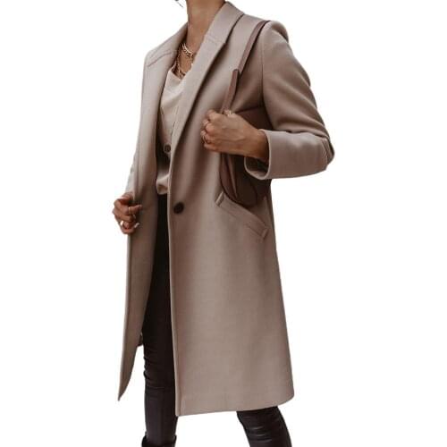 Casual Plus size Women Jacket Autumn Winter Pocket Lapel Overcoat Button Warm Long Coat Jacket
