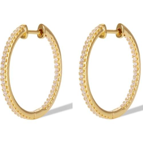 Gold filled white blue green red turquoises classic cz hoop fit diy charm earrings 22mm colorful cz Huggie hoop earring