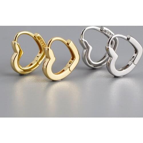 1Pair Undefined 925 Sterling Silver Earrings for Women 2020 Trend Jewelry Heart-shape Glossy Piercing Earrings Gift for New Year