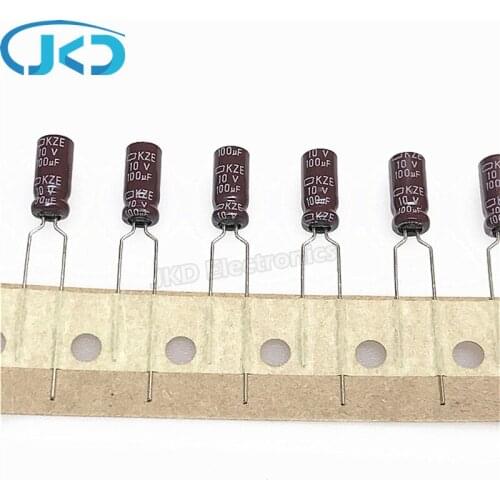 20pcs/Lot NCC 10V100uF 5*11mm KZE Series High-Frequency Low-Impedance Aluminum Electrolytic Capacitor 100uF10V NIPPON