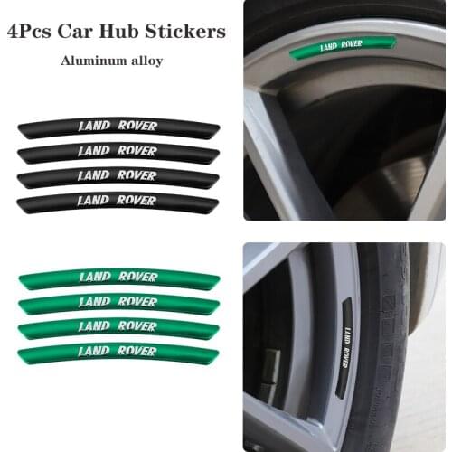 4pcs Car Accessories Wheel Hub Mental Stickers For Land Rover Aurora RR EVQ Defender SV SVR Velar RangeRover Evoque LR2 LR3 LR4