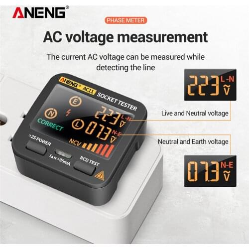 ANENG Multifunctional Electric Socket Tester Leakage Detector Portable LCD Electrical Electroscope RCD NCV Electric Tester