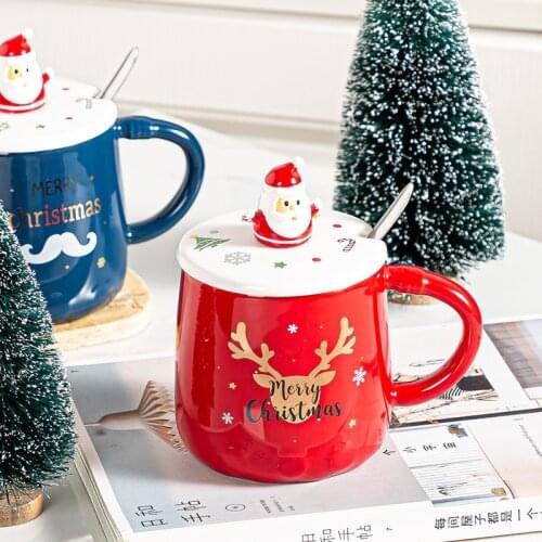 Santa Claus Water Cup Christmas Cartoon Star Tree Ceramic Mug Coffee Cup Lovely Creative Personality Gift