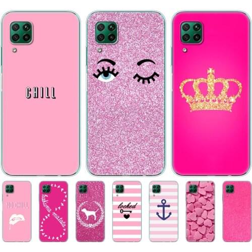 Case For huawei p40 lite E p40 pro P smart 2020 Cover For huawei Y5P Y6P Y7P Y8P Y6S Y8S Y9S NOVA 5T Case plain pink girl print
