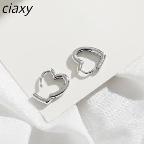 CIAXY 925 Sterling Silver Hollow Heart-shaped Earrings for Women Trendy Temperament Love Ear Buckle Korean Fashion Party Jewelry