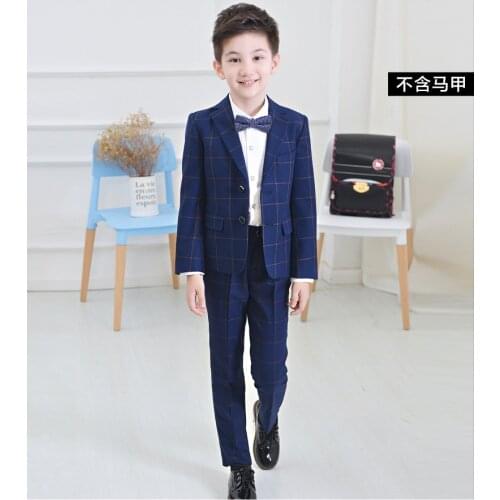 2020 England Style Children weed Suit Boys party Suits Flower Girl Dresses Blazer Boys Formal Suit Boys Suits For Weddings 4pcs