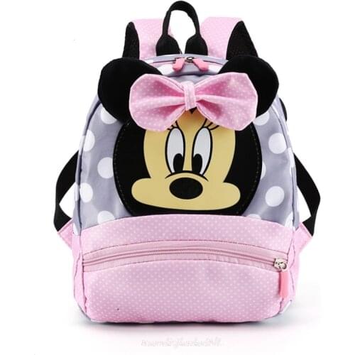 Disney Kids Mickey&Minnie Mouse Schoolbag Children Cute Backpacks Kindergarten Girls Boys Childrens Soft Polyester School Bags