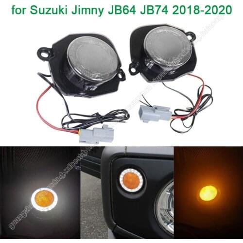 2pcs LED Car Turn Signal Light Amber White Head Marker Daytime Running Light for Suzuki Jimny JB64 JB64W JB74 JB74W 2018-2020