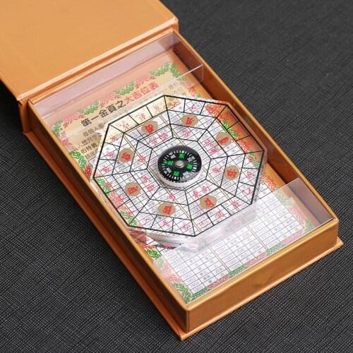 Home Crystal Acrylic Geomantic Compass Portable Taoist Blessing Articles FengShui Compass Good Luck Ritual Ornaments Decoration