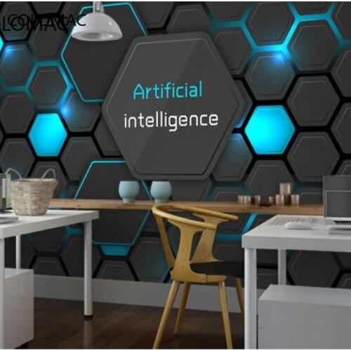 Colomac Custom 8d Technology Sense Office Wallpaper Company Reception Counter Background Wall Decoration Mural Drop Shopping