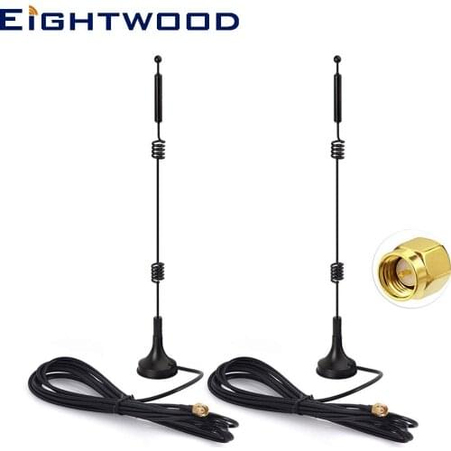 Eightwood 2pcs WiFi 2.4GHz 5GHz 5.8GHz SMA Male Antenna for Vedio Security Camera Surveillance Recorder Rear View Backup Camera