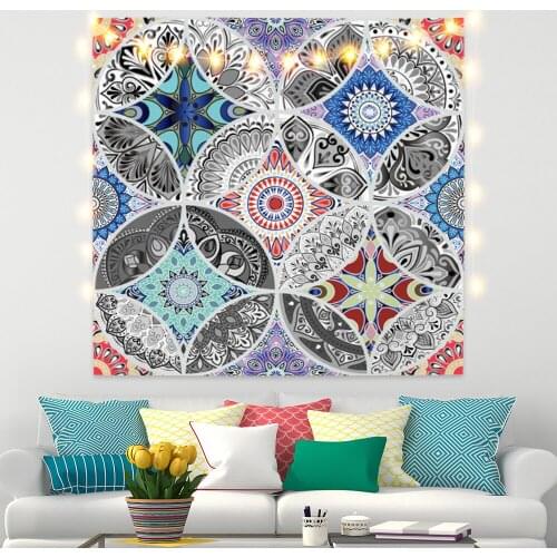 Mandala Tapestry Colorful India Flower Round Square Psychedelic Pattern Wall Hanging Hippie