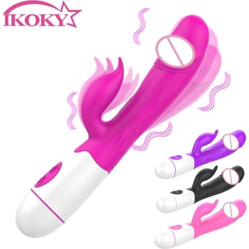 IKOKY Sex Toys For Women Erotic Vagina Clitoris Massager Female Masturbator 30 Speed Dual Vibration G Spot Dildo Rabbit Vibrator