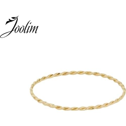 Joolim High End 18K Gold PVD Fashion Dainty Rope Rings for Women Stainless Steel Jewelry Wholesale