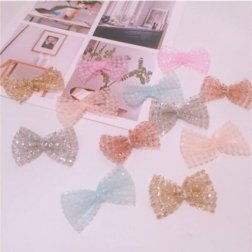 Korean DIY Handmade Solid Color Yarn Bow Sequined Bow Accessories Childrens Hair Accessories Material Clothing Paving Material