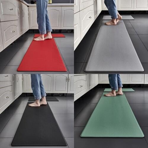 Kitchen Carpet Waterproof Oilproof Kitchen Mat Non Slip Floor Mat for Living Room Bedroom Doormat Grey Black