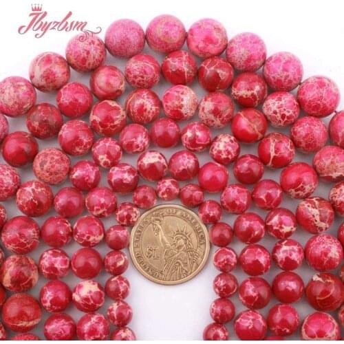 Round Smooth Plum Sea Sediment Imperial Jaspers Stone Loose Beads for DIY Accessorie Necklace Bracelet Jewelry Making15"
