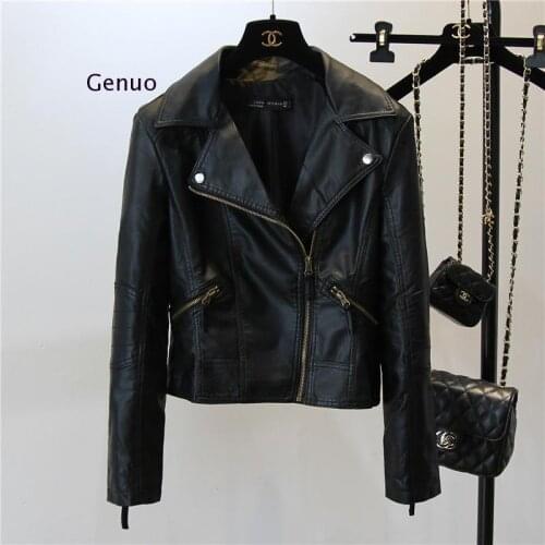 2021 Pu New Spring Autumn Womens Leather Jacket Short Faux Leather Jacket Zipper Plus Size Ladies Moto Biker Punk Jacket