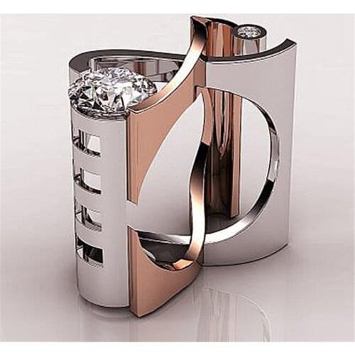LETAPI New Rose Gold and Silver Color AAA CZ Stone Bridal Wedding Heart Ring for Woman
