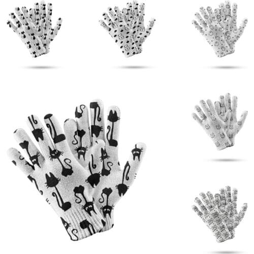 Cute Cartoon Pattern Mitten Teens Touch Screen Glove Interesting Christmas Gift Autumn And Winter Non-Slip Knitted Gloves