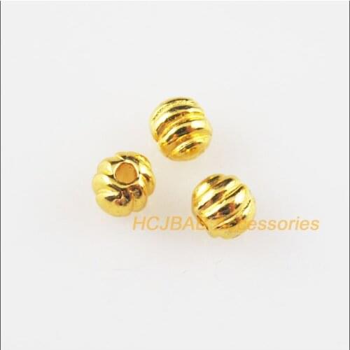 Fashion 100Pcs Gold Color Tiny Round Pumpkin Spacer Beads Charms Pendants 4.5mm