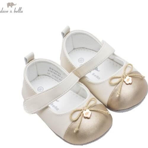 DB18522 Dave Bella autumn baby girls fashion bow patchwork first walkers new born cute shoes