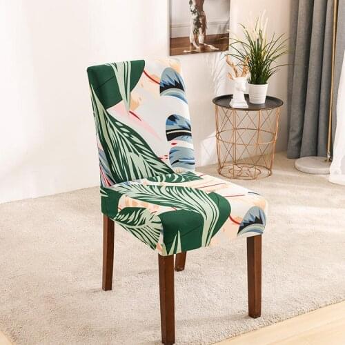 Printed American Style Chair Cover with Back for Kitchen Dining Room Seat Dust Table with Chairs Cover Spandex Stool Cover