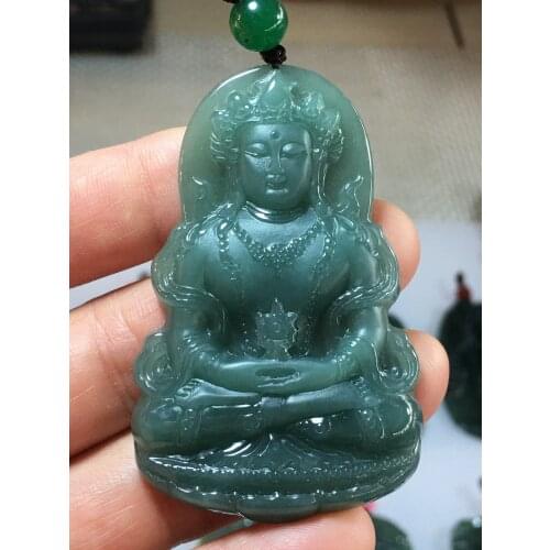 Real 7A Myanmar jade Hand-Carved jade guan yin emperor green jade pendant jade necklace pendants jewelry jade necklaces woman